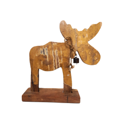 Łoś Renifer ze starego drewna XL Musztardowy